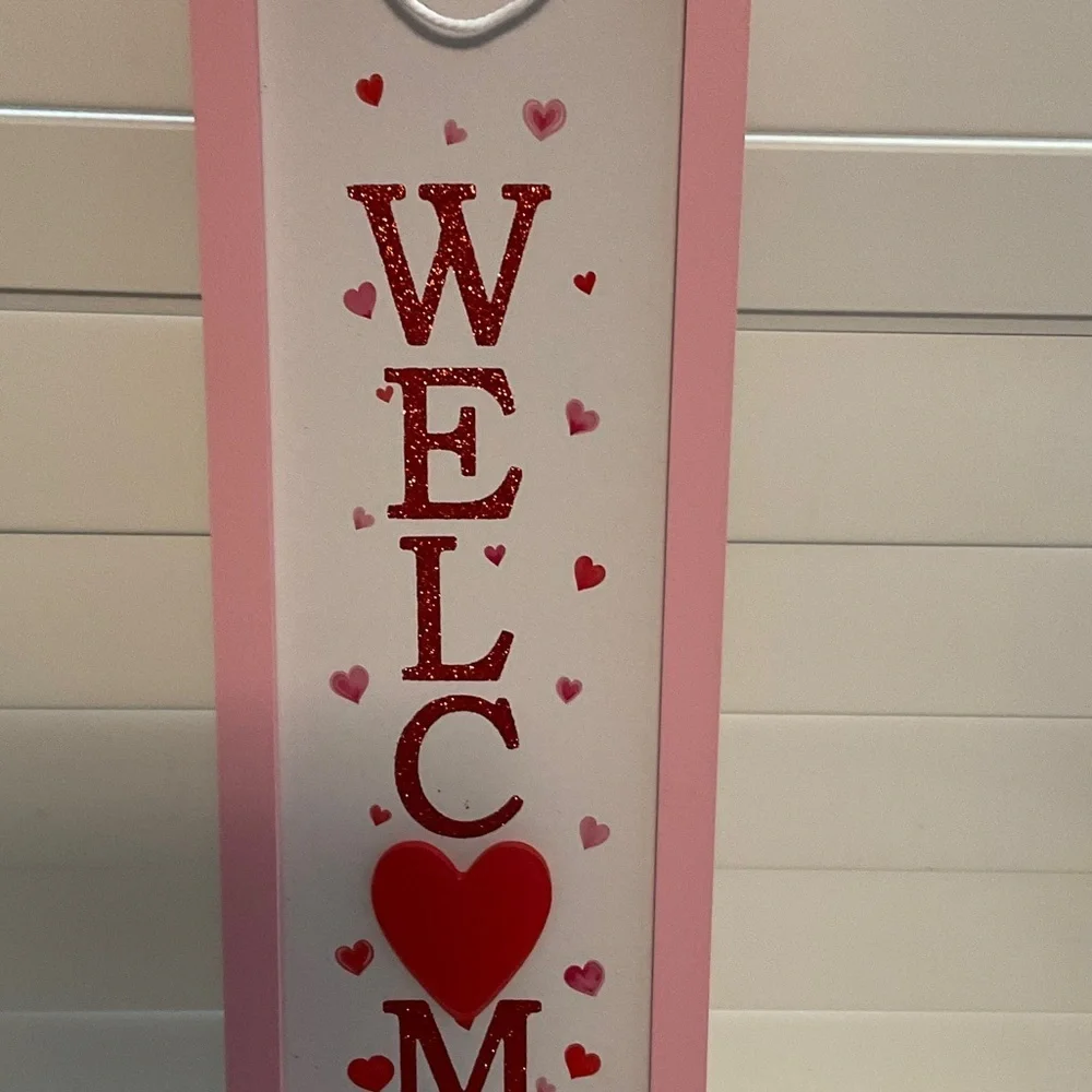 Pink and Red Heart Welcome Sign
